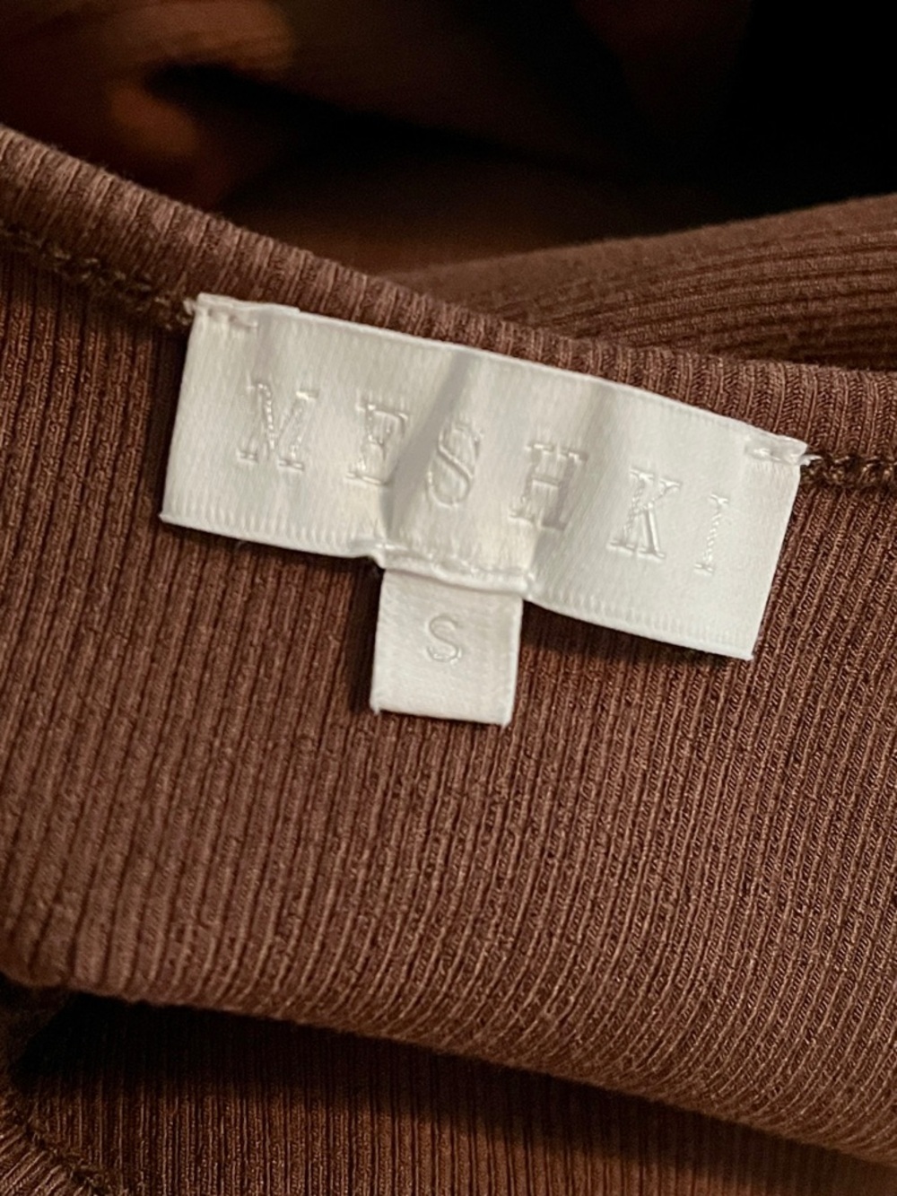 Meshki Alexis Ribbed Cami Midi DressBodycon Brown size small - Picture 4 of 5